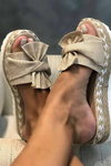 Mia Sandals | Woven Wedge Heel Sandals with Bow Detail