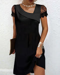 Noir | Women’s Fitted Black Dress with Draped Neckline