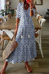 Andrea | Boho Vintage V-Neck Printed Dress