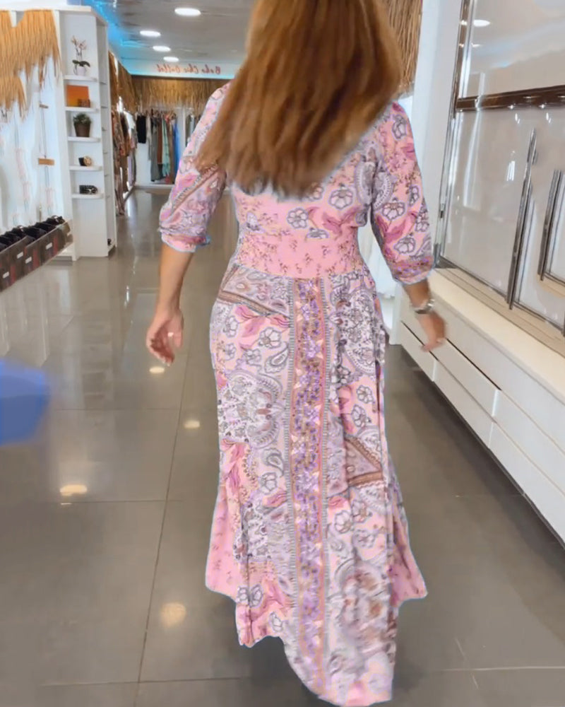 Helia | Women’s Floral Maxi Dress with V-Neck