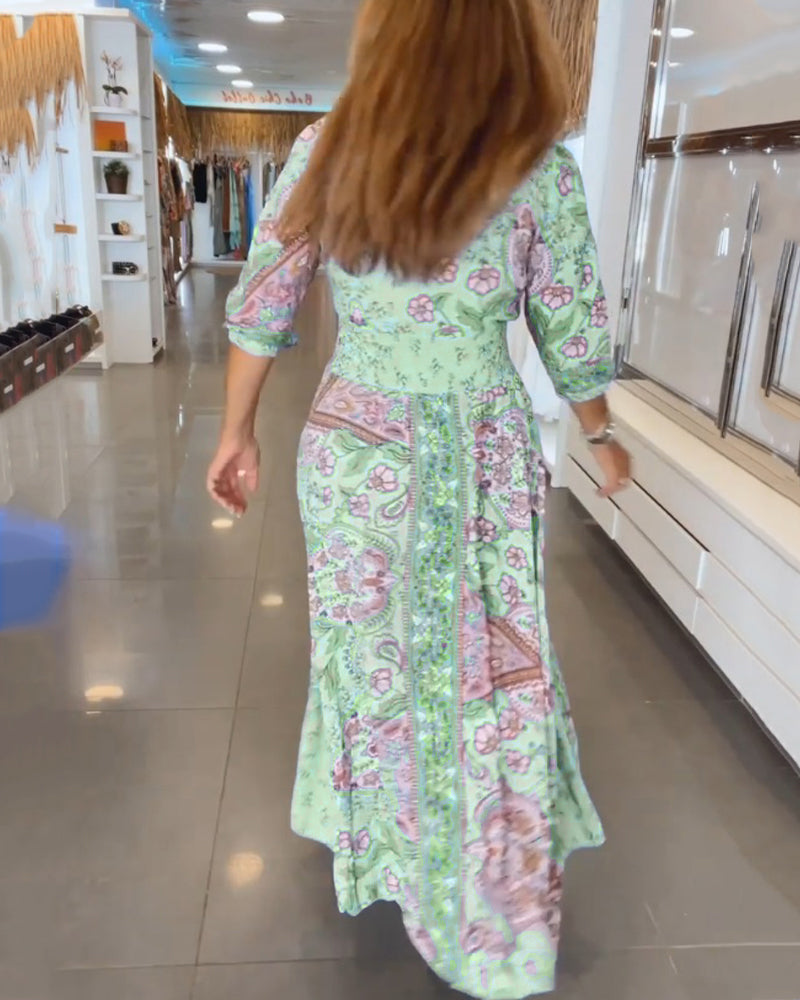 Helia | Women’s Floral Maxi Dress with V-Neck