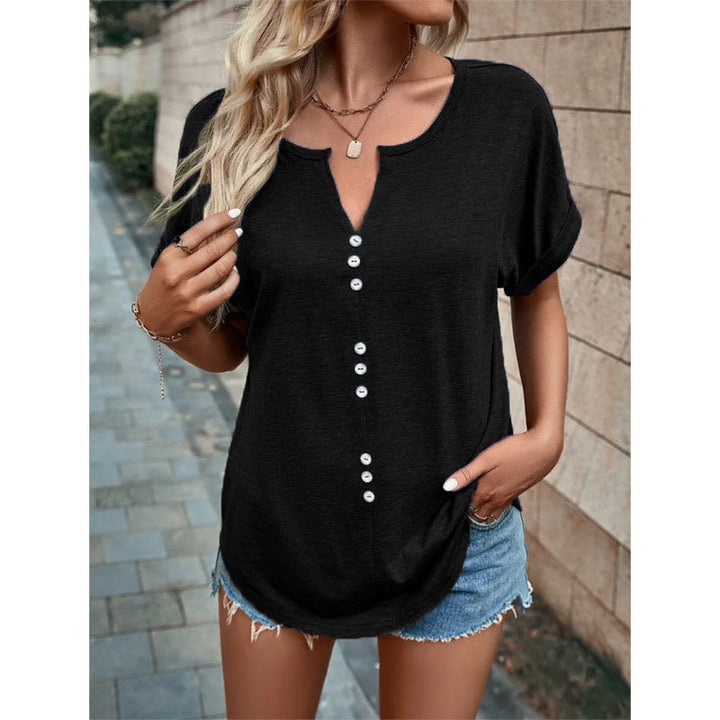 Millie Sutherland | Button-Detail V-Neck Top For Women