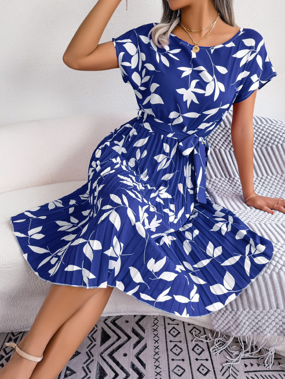 Ella Cooper | Leaf Print Summer Dress For Women