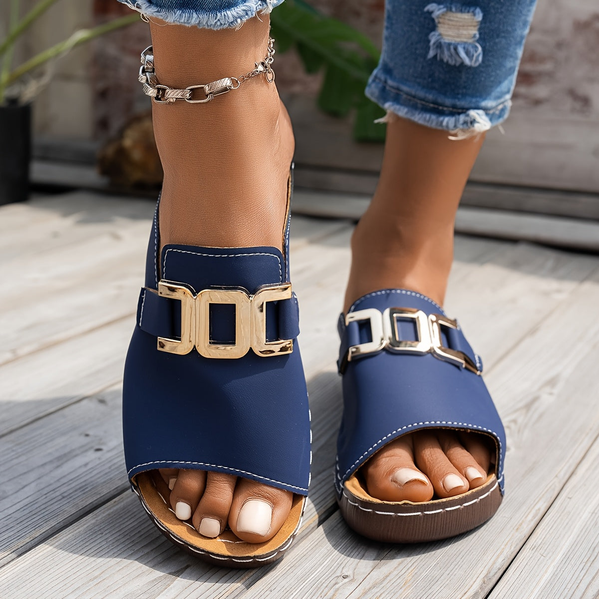 Capella | Women’s Sandals with Gold Buckle Straps