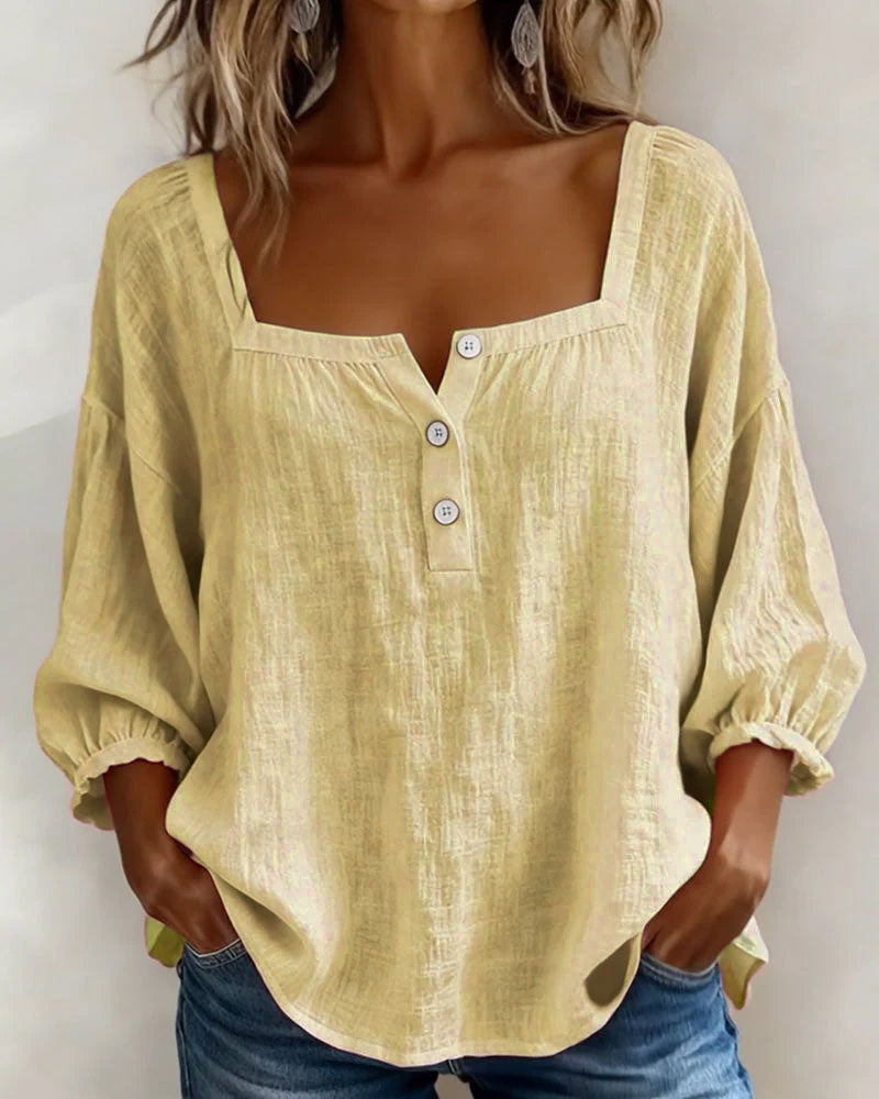Daisy | Women’s Puff Sleeve Blouse with Square Neck