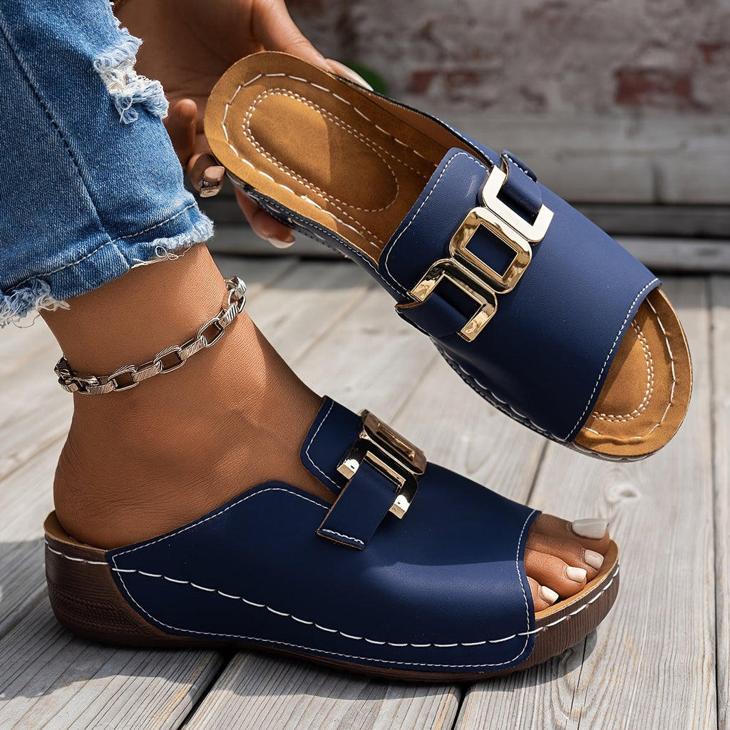Capella | Women’s Sandals with Gold Buckle Straps