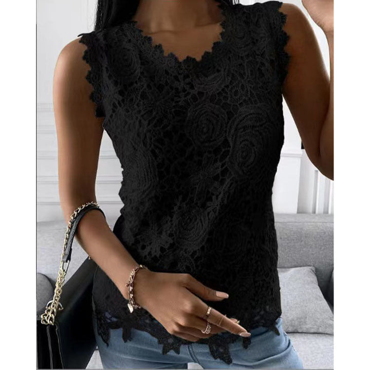 Emma White | Floral Lace Sleeveless Top For Women