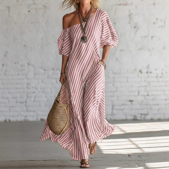Sienna Walker | Striped Off-Shoulder Summer Dress For Women