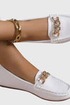 Luna | Women's Gold Chain Loafers Round Toe Slip-On Flats
