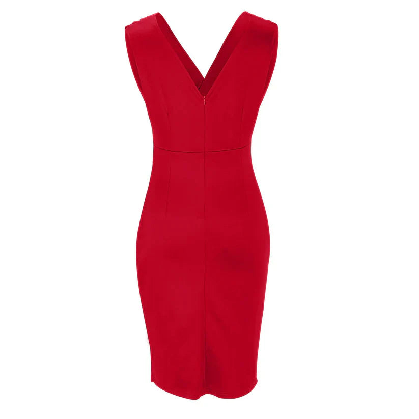 Moana | Women’s Pleated V-Neck Dress with Vertical Pleats