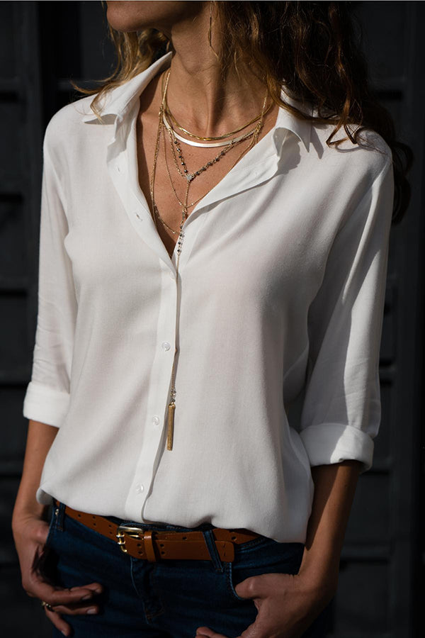 Luna | Women’s V-Neck Blouse with Button Front