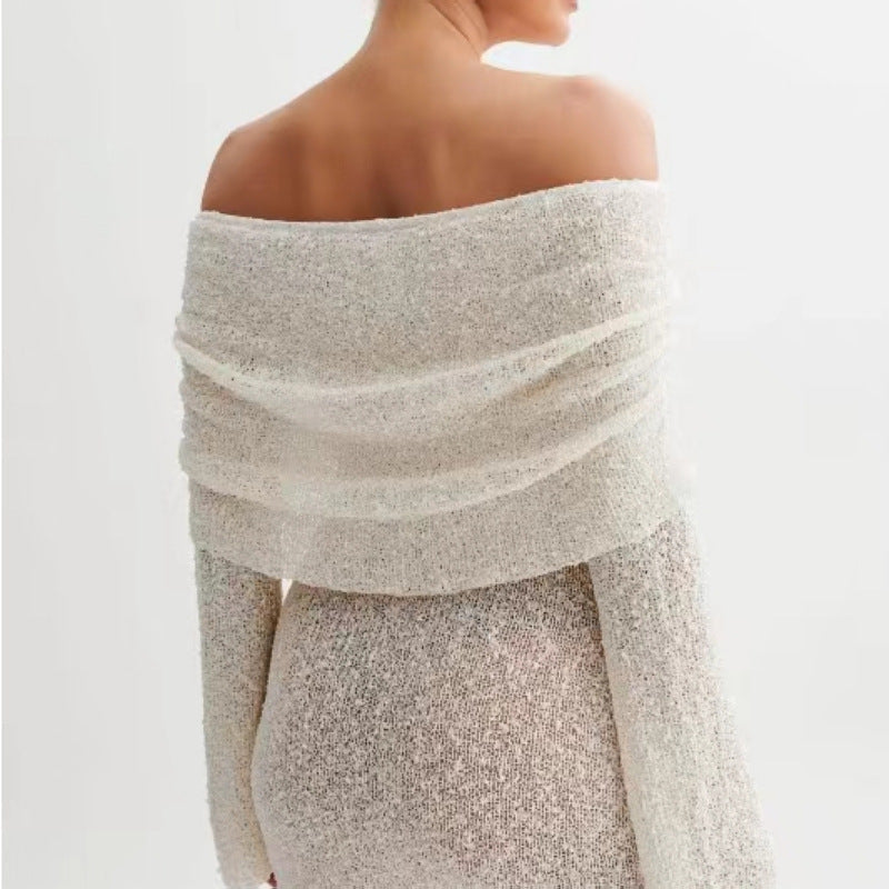 Isla Kelly | Off-Shoulder Knit Mini Dress For Women