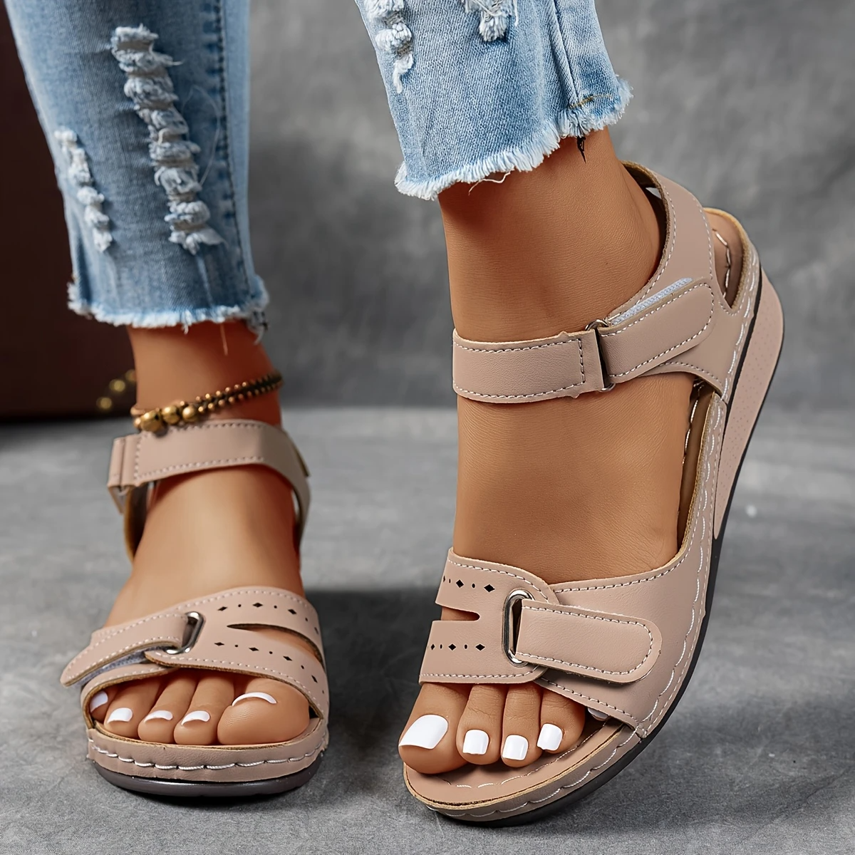 Georgina | Women’s Wedge Platform Sandals with Adjustable Strap