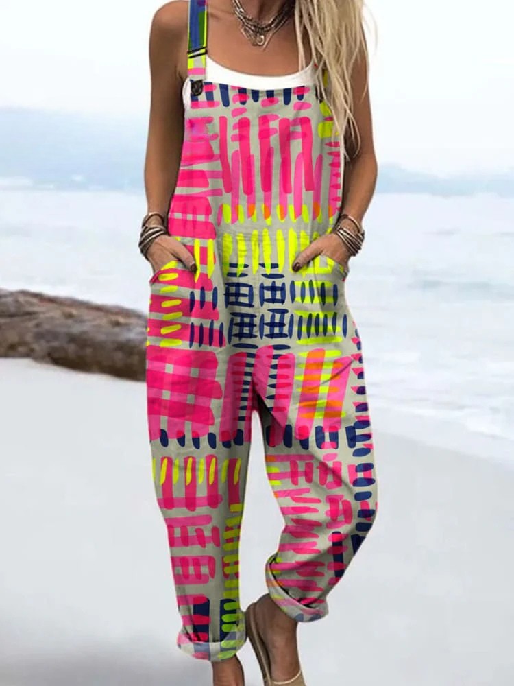 Abby | Women’s Bold Colour Jumpsuit with Abstract Print