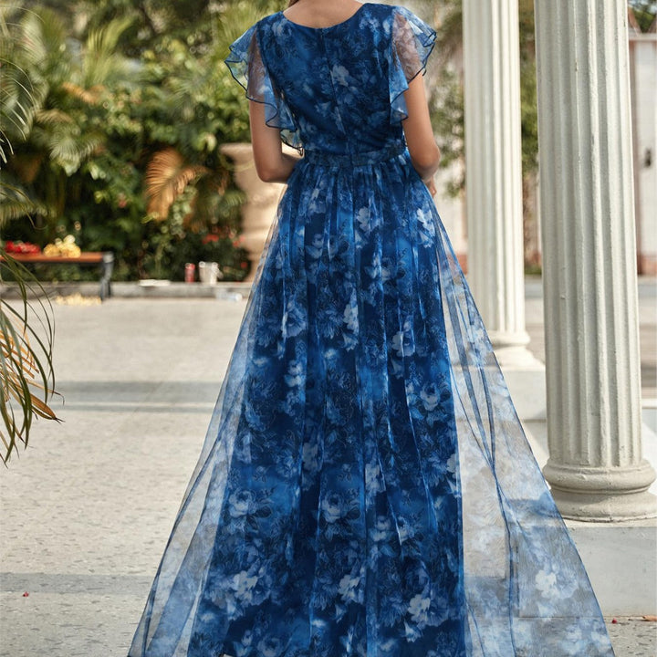 Isabella Reeves | Floral Graduation Dress With Tulle Overlay For Women