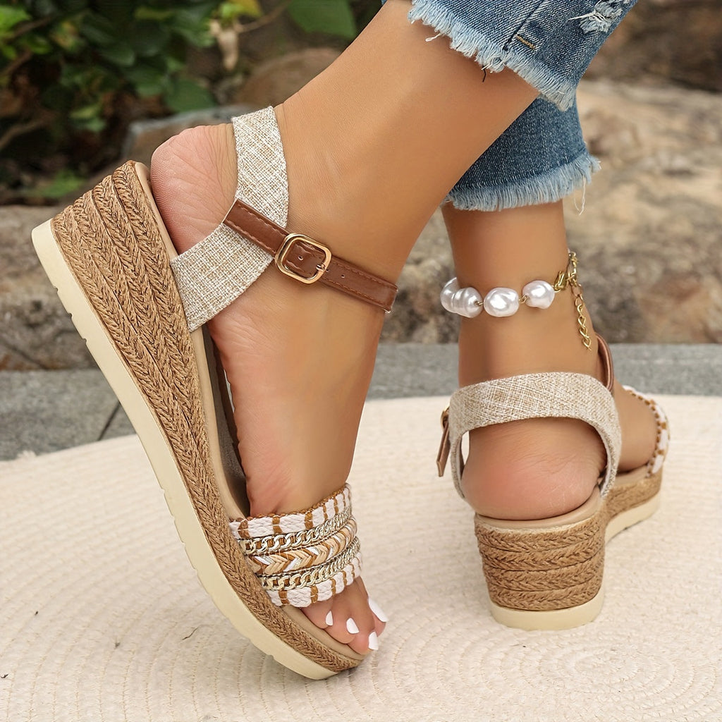 Amara | Women’s Woven Wedge Sandals with Cushioned Footbed