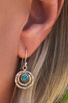 Boho Saturn Earrings with Turquoise Stone in Silver & Gold