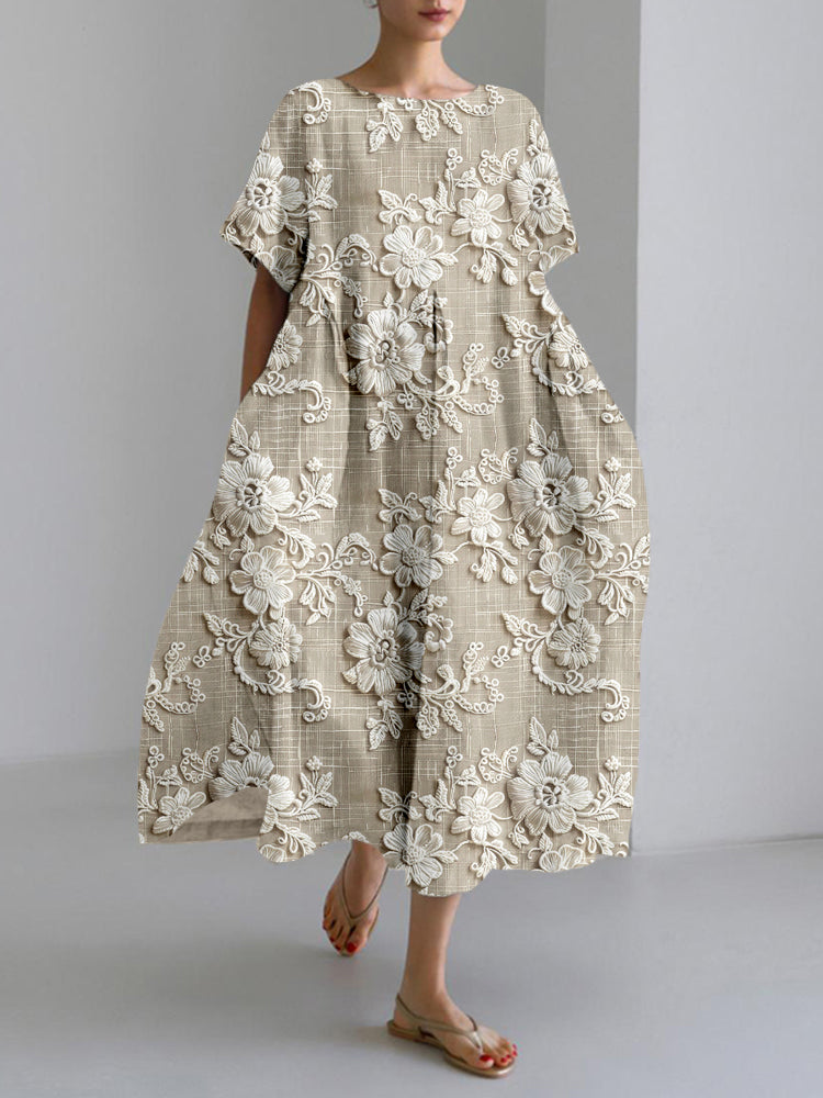 Ashleigh | Women’s Floral Midi Dress with Embroidery