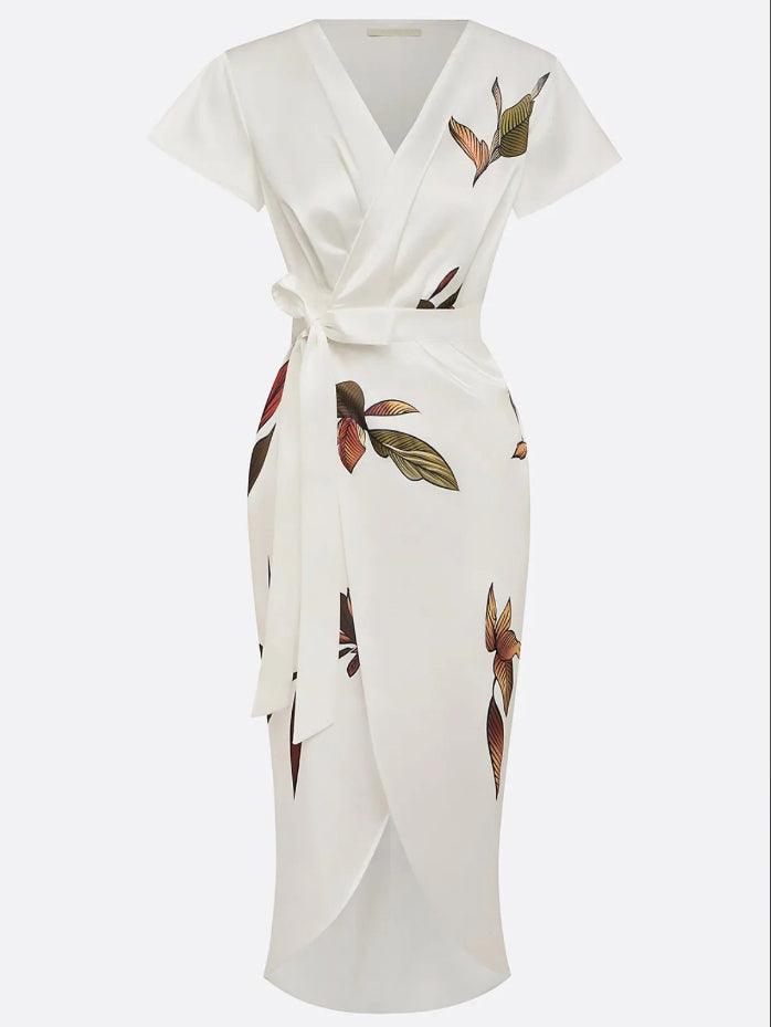 Billie | Women’s Wrap Midi Dress with Waist Tie