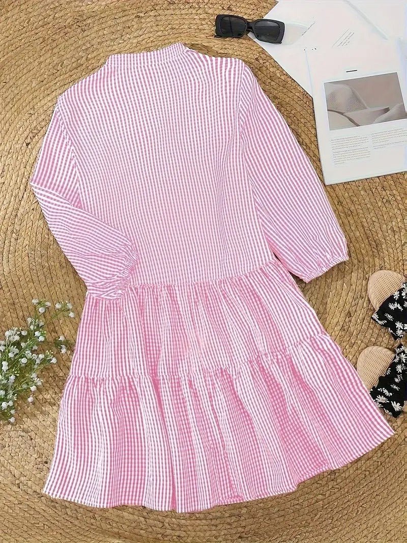 Daisy | Women’s Gingham Mini Dress with Tiered Hem