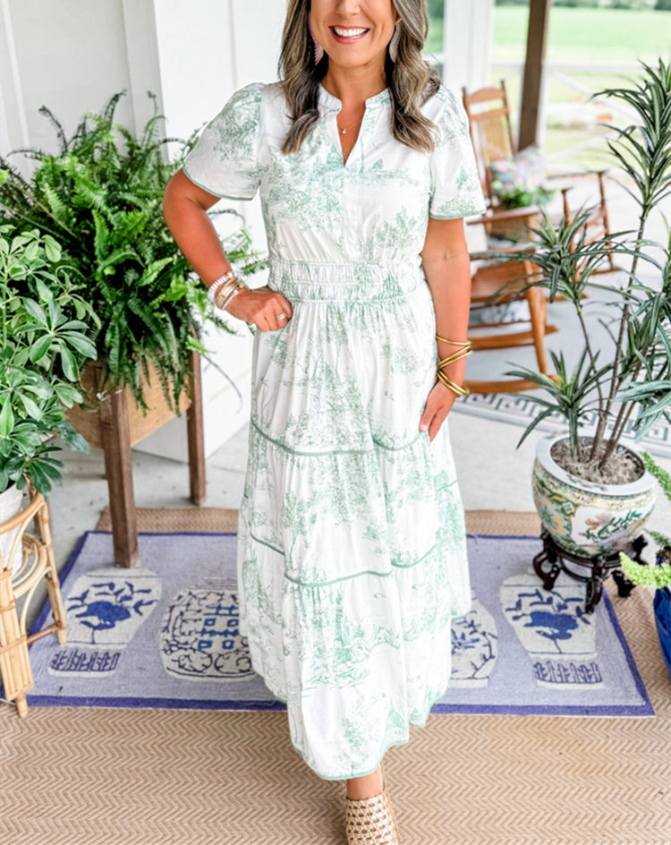 Paula | Women’s Button-Front Tiered Midi Dress with Movement