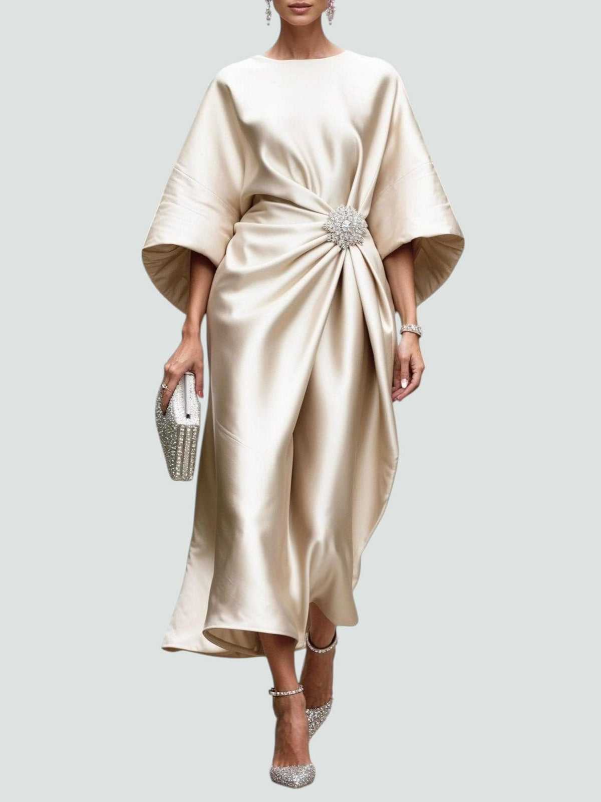 Heather | Women’s Elegant Long Dress with Draped Waist