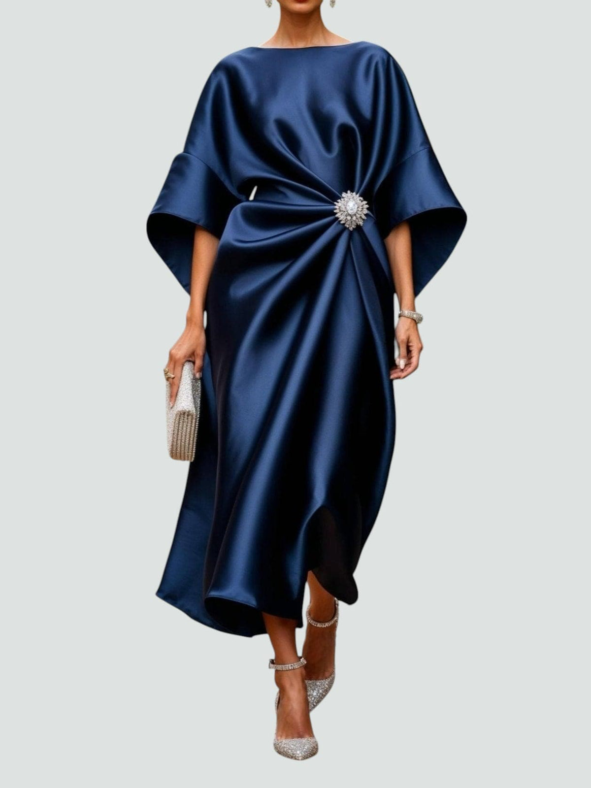 Heather | Women’s Elegant Long Dress with Draped Waist