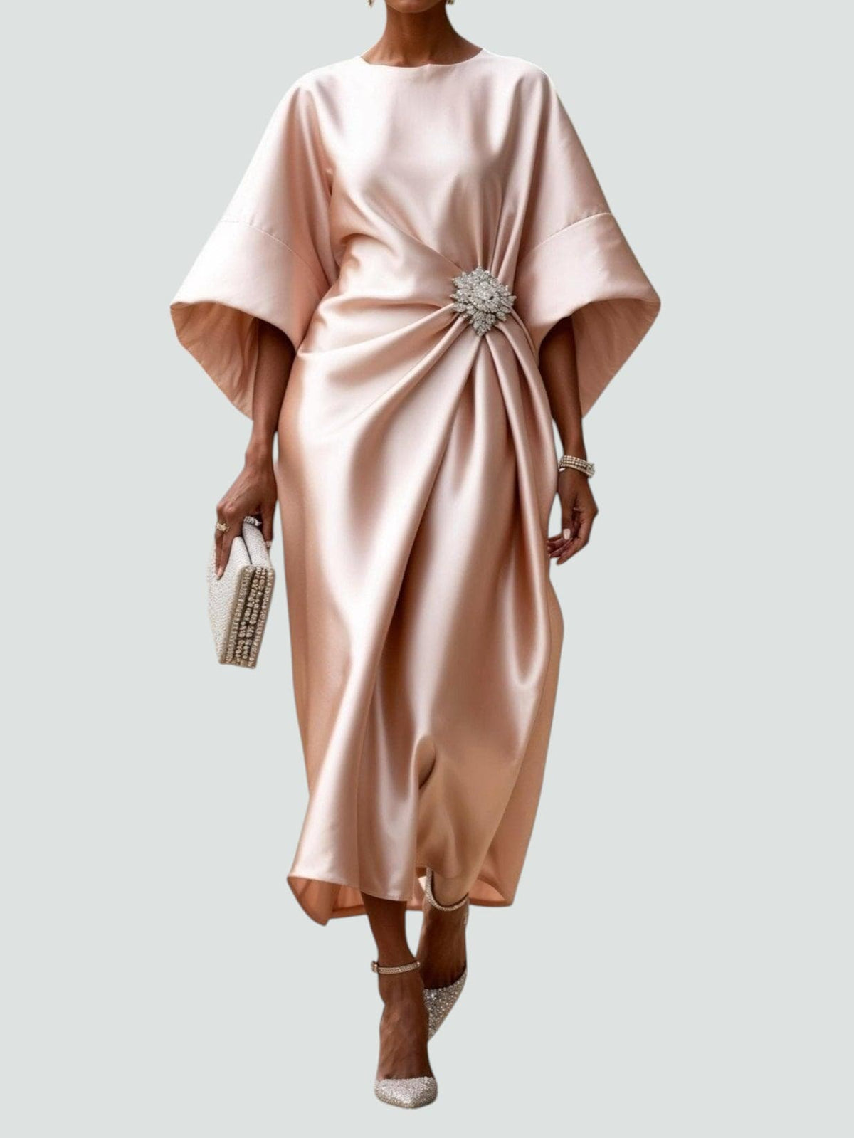 Heather | Women’s Elegant Long Dress with Draped Waist