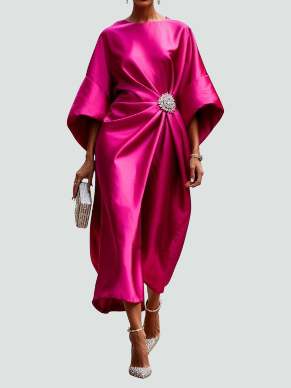 Heather | Women’s Elegant Long Dress with Draped Waist