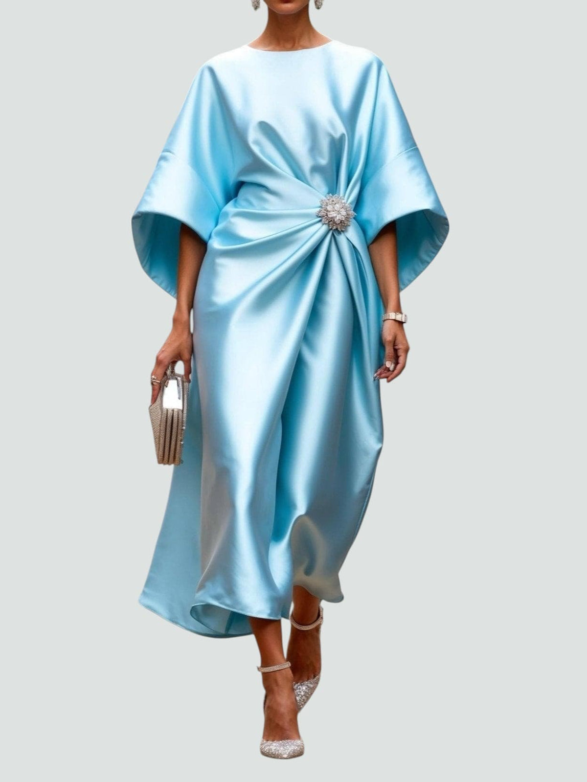 Heather | Women’s Elegant Long Dress with Draped Waist