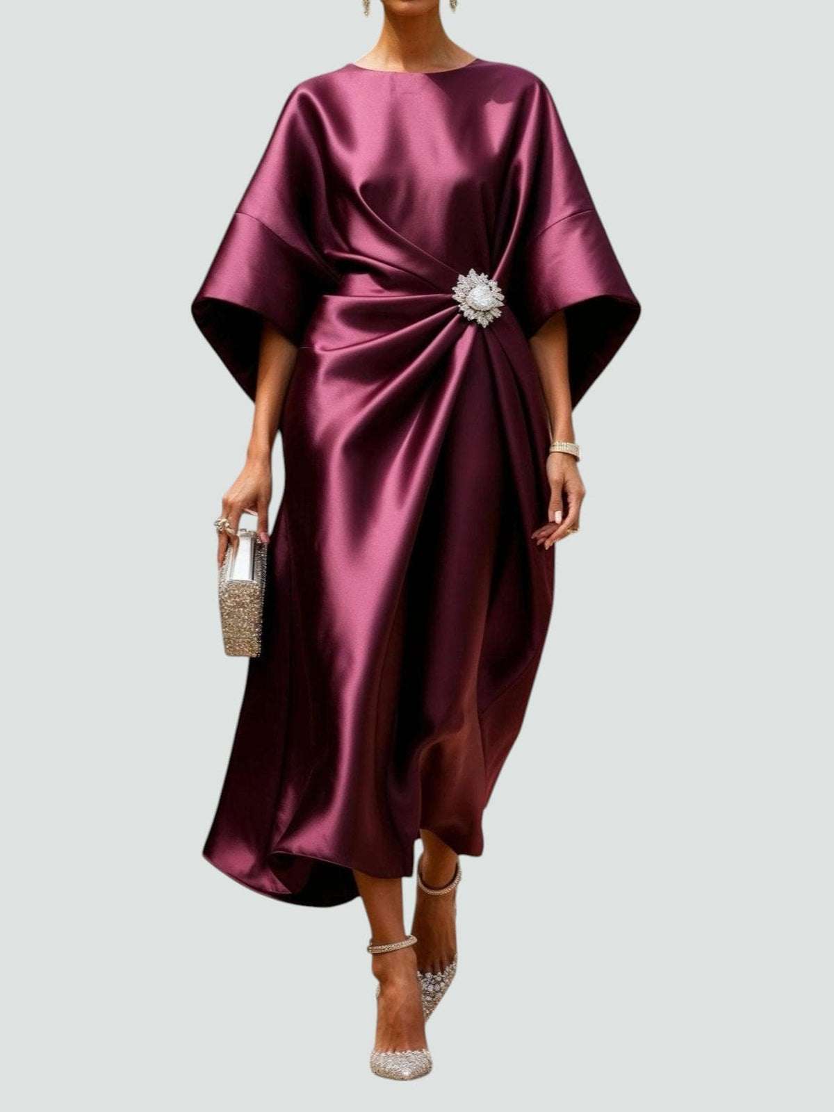 Heather | Women’s Elegant Long Dress with Draped Waist