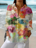 Elara | Women’s Watercolour Dreams Blouse with Pastel Print