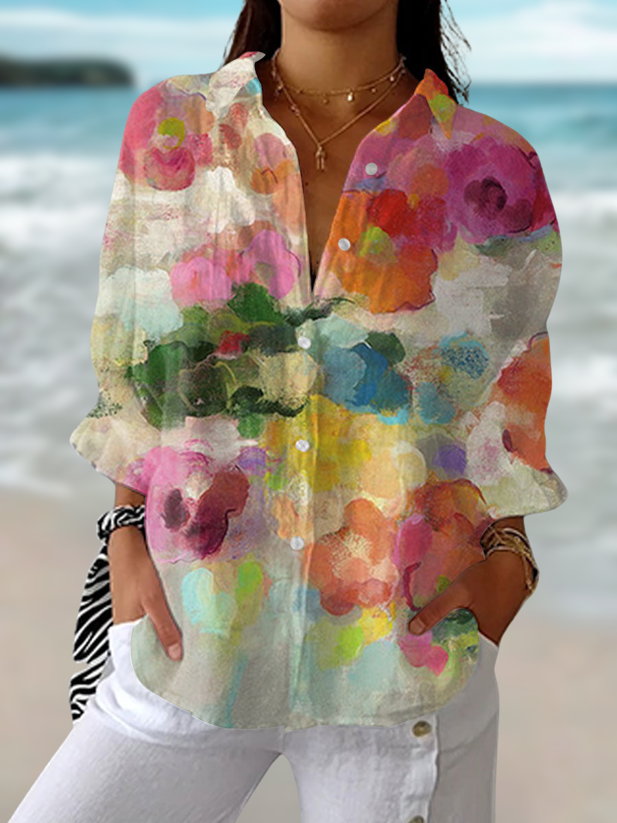 Elara | Women’s Watercolour Dreams Blouse with Pastel Print