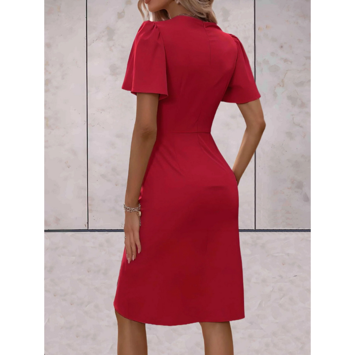 Evelina | Women’s Wrap Dress with V-Neck Flutter Sleeves