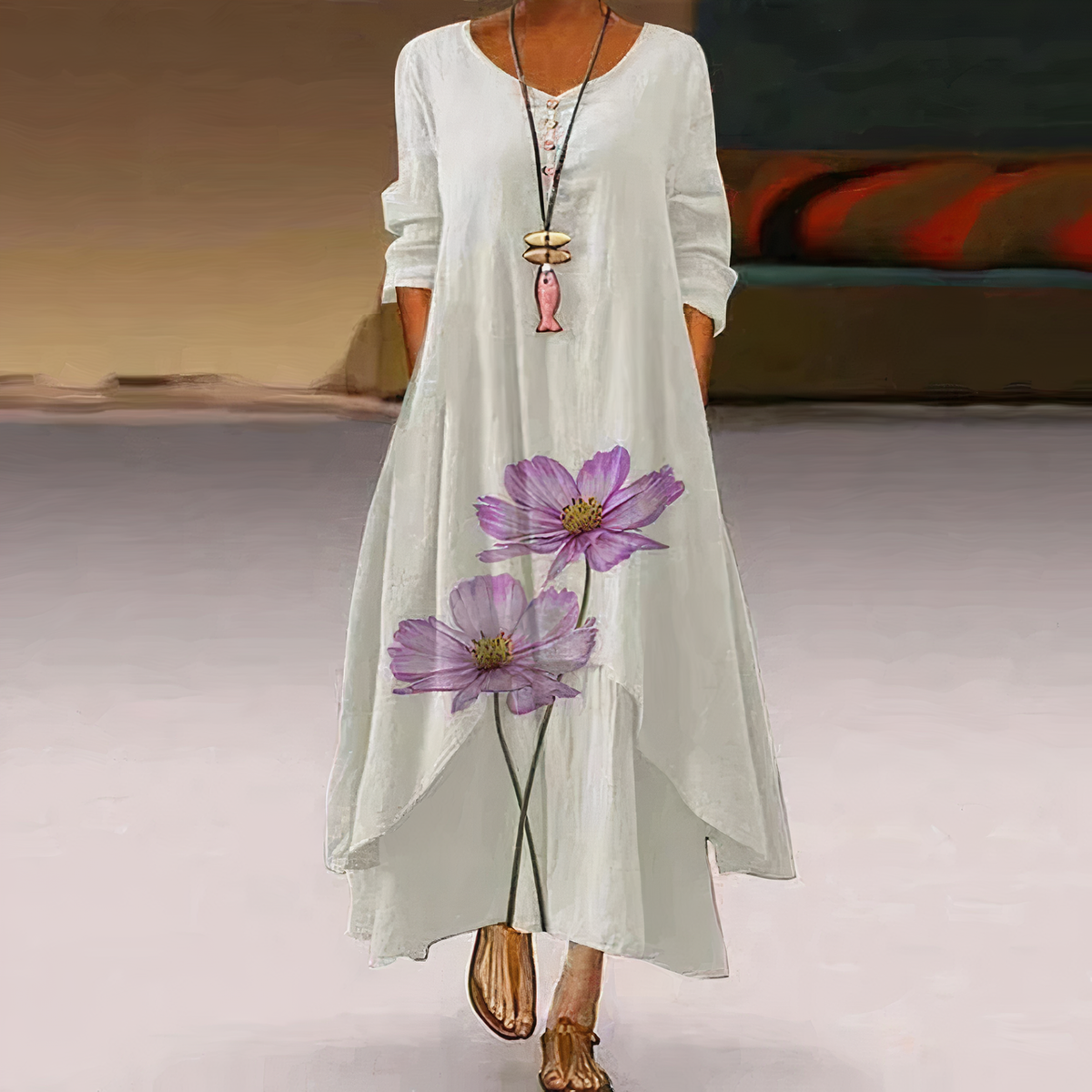 Celeste | Women’s Floral Maxi Dress with Asymmetric Hem