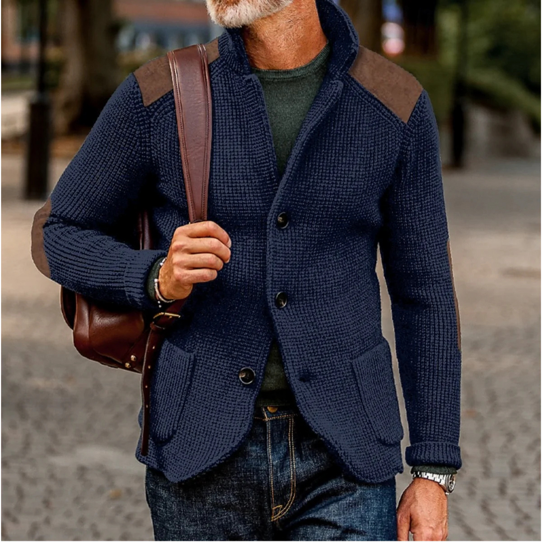 Nathan Davies | Chunky Knit Cardigan Blazer For Men