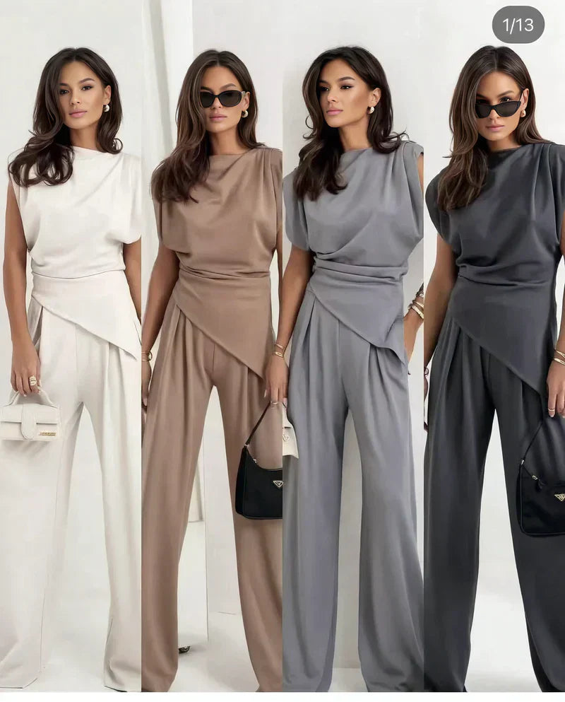 Khloe | Women’s Elegant Two-Piece Set with Draped Silhouettet