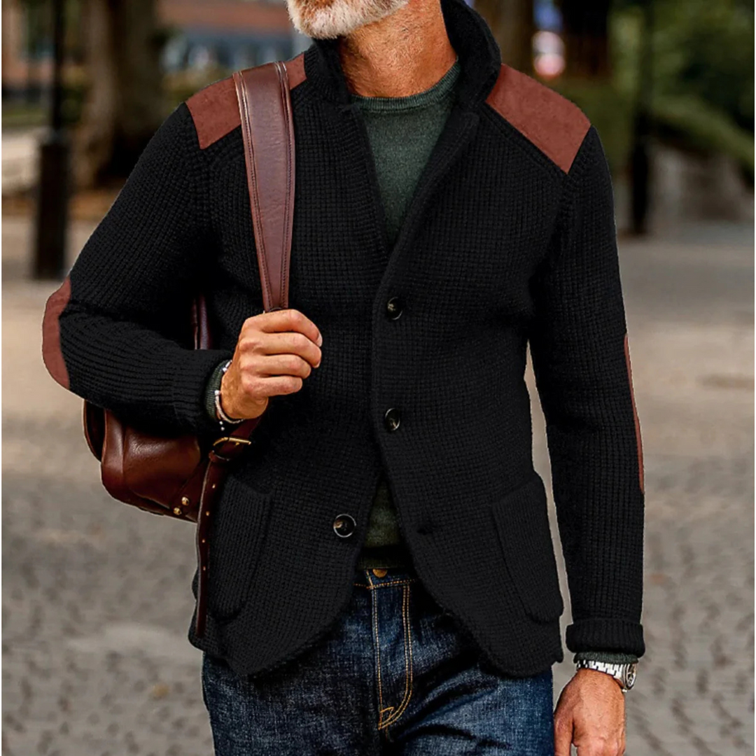 Nathan Davies | Chunky Knit Cardigan Blazer For Men