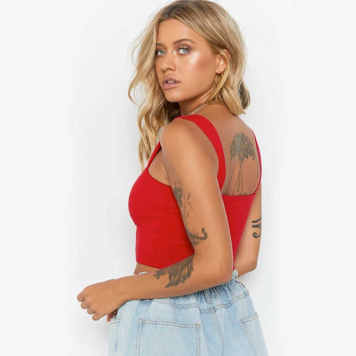 Eliza Reid | Sleeveless Square Neck Crop Top For Women