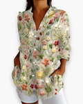 Nova | Women's Printed Long Sleeve Shirt with Embroidery