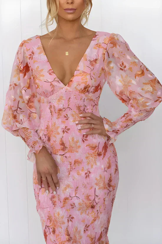 Amara | Women’s Floral Midi Dress with Flowing Silhouette