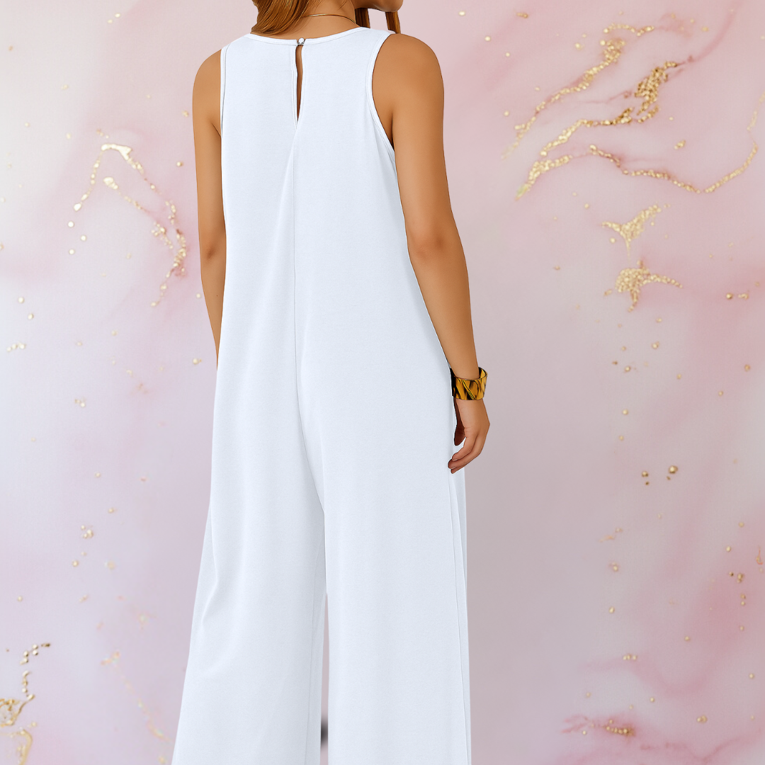 Aria | Women’s Wide Leg Sleeveless Jumpsuit with V-Neck