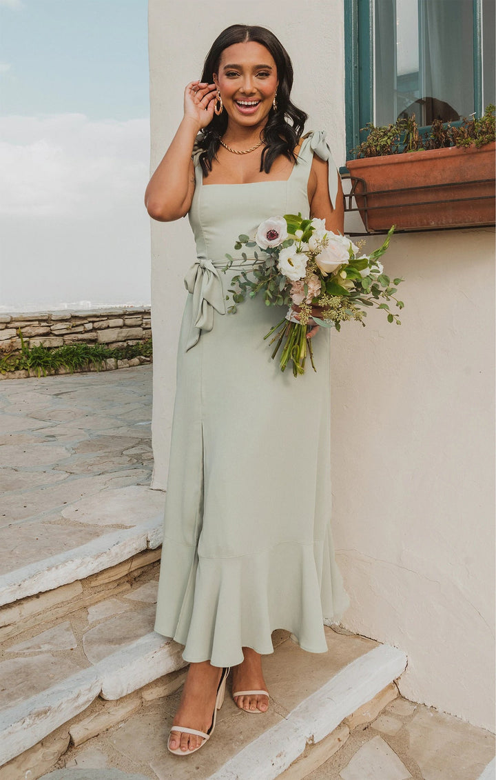 Isabelle Ryan | Ruffled Summer Dress With Lace-Up Detail For Women
