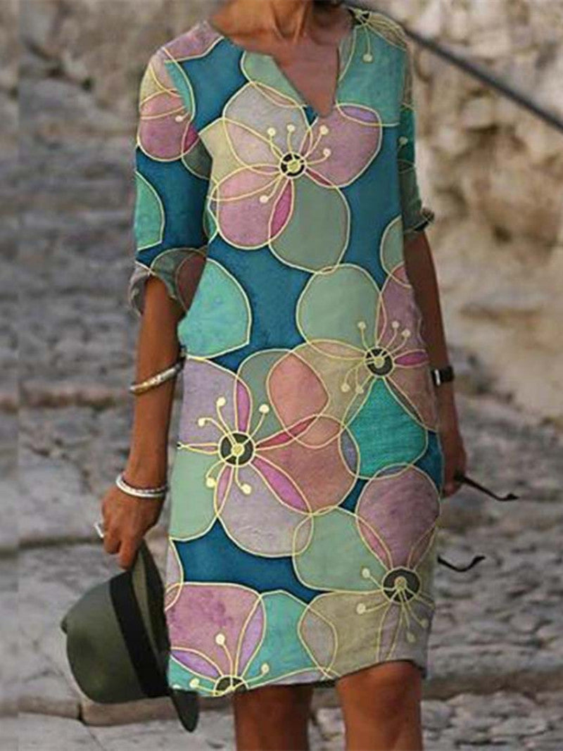 Karen | Women’s Floral Print Dress with Soft Draping
