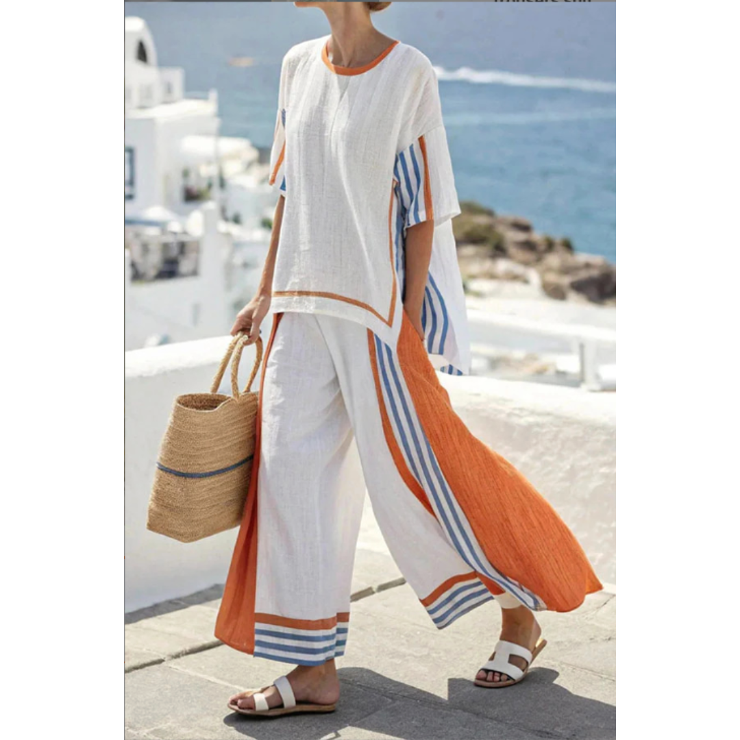 Brooke | Women’s Striped Two-Piece Set with Waist-Defining Comfort