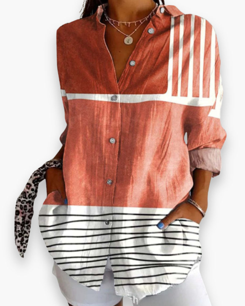 Nova | Women's Printed Long Sleeve Shirt with Embroidery