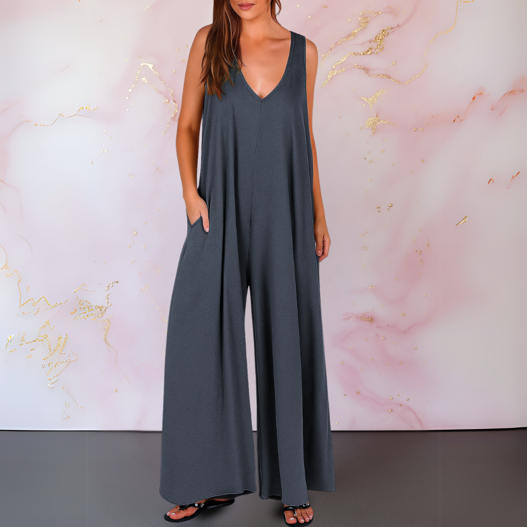 Aria | Women’s Wide Leg Sleeveless Jumpsuit with V-Neck