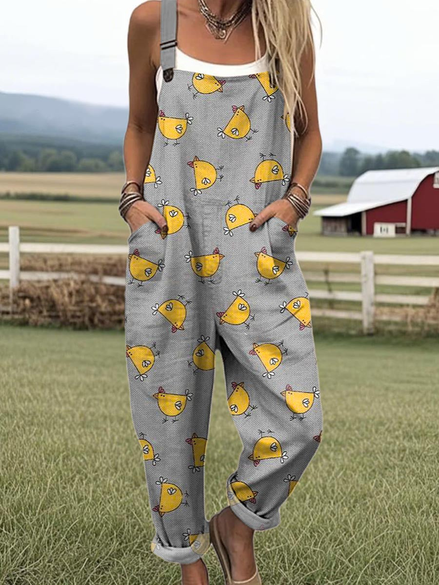 Jenny | Women’s Bird Print Jumpsuit with Relaxed Fit