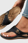 Zara | Women's Embroidered Wedge Thong Sandals Slip-On