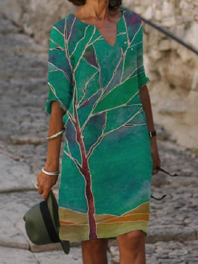 Karen | Women’s Floral Print Dress with Soft Draping